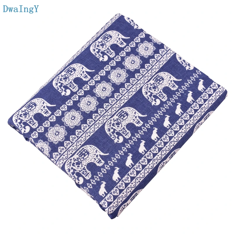 

DwaIng Elephant pattern Cotton Linen Fabric For DIY&Sewing Quiltin Sofa Table Cloth Furniture Cover Tissue Cushion Material