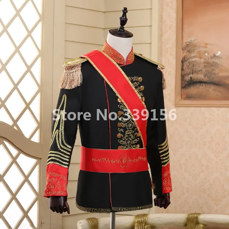 Мужской костюм маршала дворца принца черный/белый|suit black|men suitstage men suit |