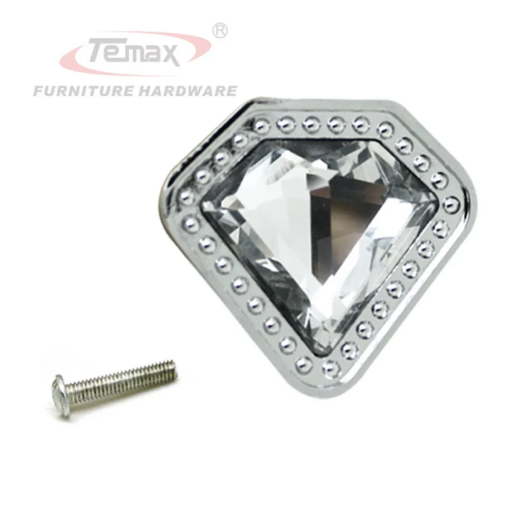 4 Zinc Alloy Crystal Clear Diamond Dresser Knob Drawer Pulls