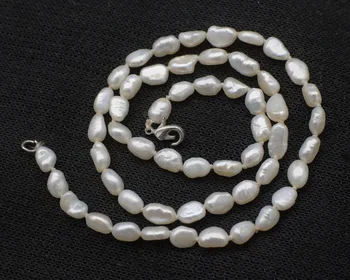 

freshwater pearl white baroque 4-6mm chocker necklace 16inch FPPJ wholesale beads nature