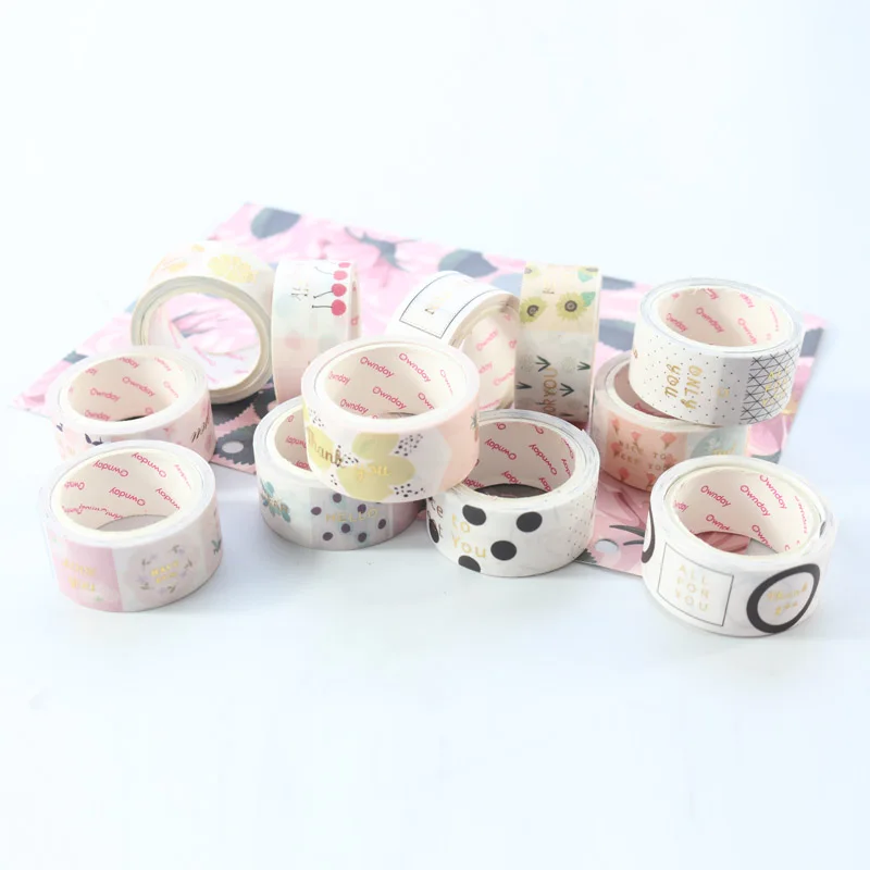 

Domikee New cute creative school student gold foil decorative washi tapes stationery,kawaii DIY masking tapes for greeting card