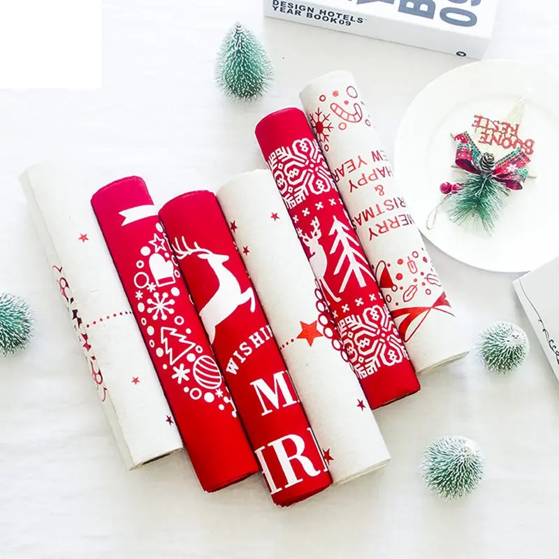 

LINMAN 10PC 270*28cm festival christmas Tablecloth Solid Color Chriatmas Party Table Cover Rectangle Desk Cloth Wipe Covers sale