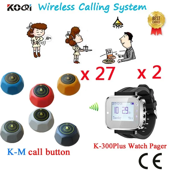 K-300plus+K-M 2+27 Wireless Call Waiter Sever Paging Service System