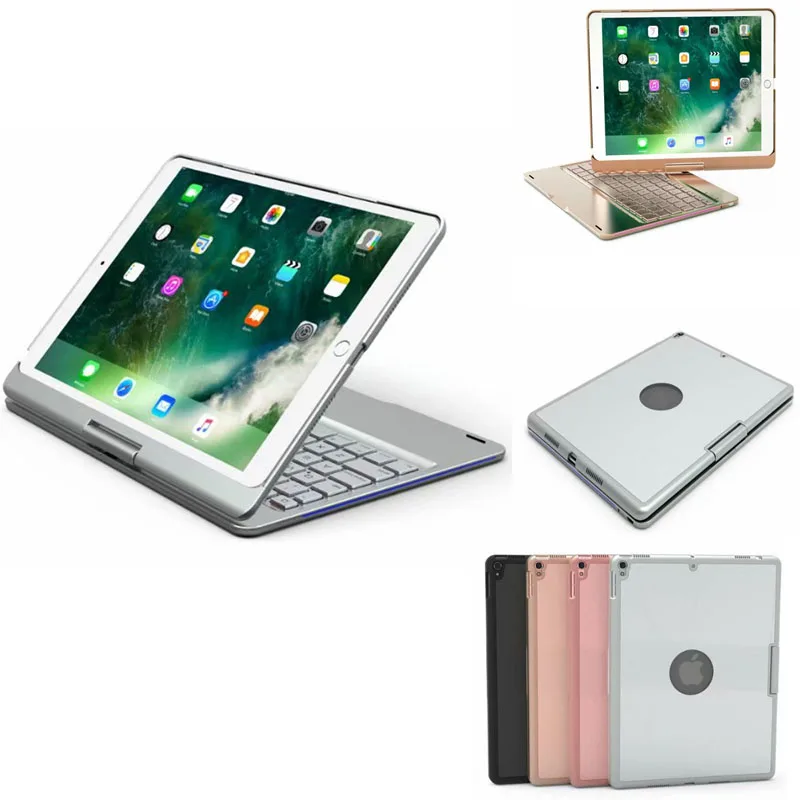 

New 2017 For iPad Pro 10.5 360 degree rotation 7 Colors Backlit Light Wireless Bluetooth Keyboard Case Cover For ipad pro 10.5'