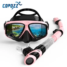 Copozz New Professional Scuba Diving Mask Snorkel Anti-Fog Goggles Glasses Tube Set Men Women Silicone Swimming Pool Equipment