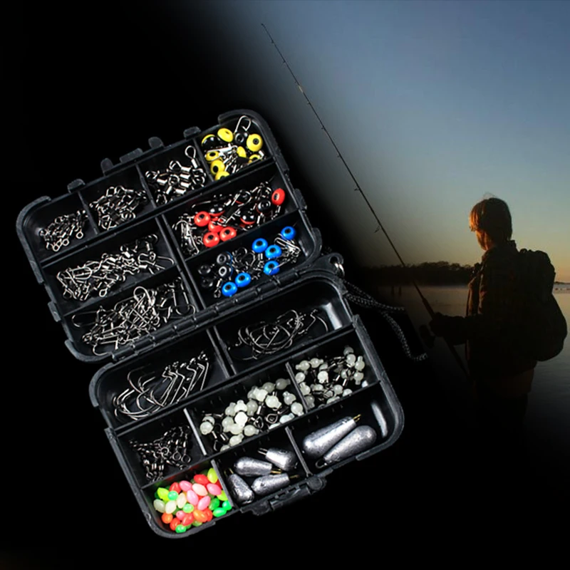 

177pcs/Set Fishing Set Swivels Clamp Hooks Fishing Accessories Set Durable Sea Fishing Tackle Box Angling Decoy