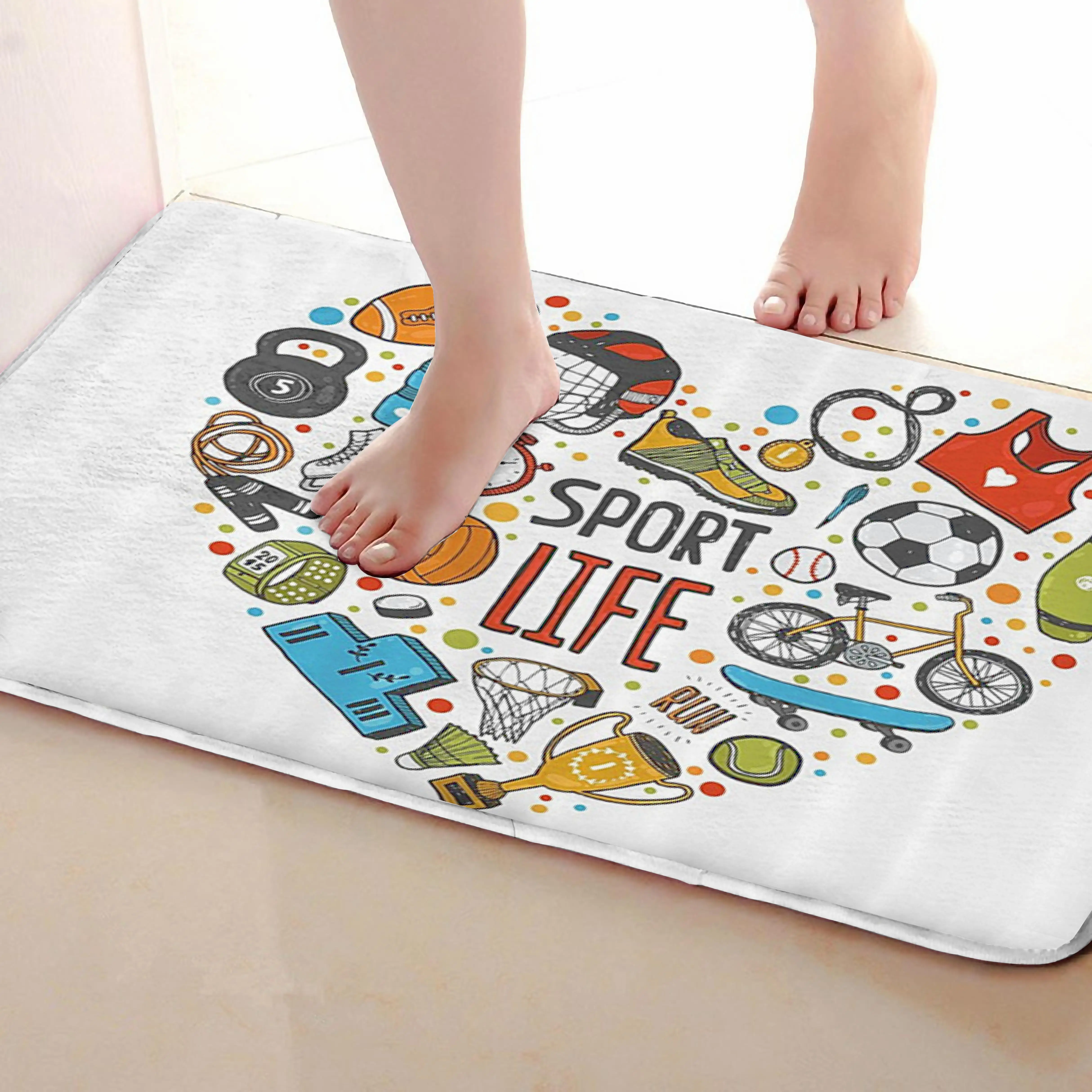Спортивная жизнь Стиль Коврик для ванной комнаты, смешной Противоскользящий коврик для ванной, занавески для душа s аксессуары, соответствующие вашей душевой занавеске