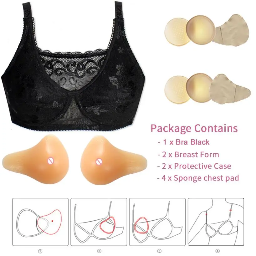 4x Pocket Bra For Silicone Breast Form, Artificial Boobs For