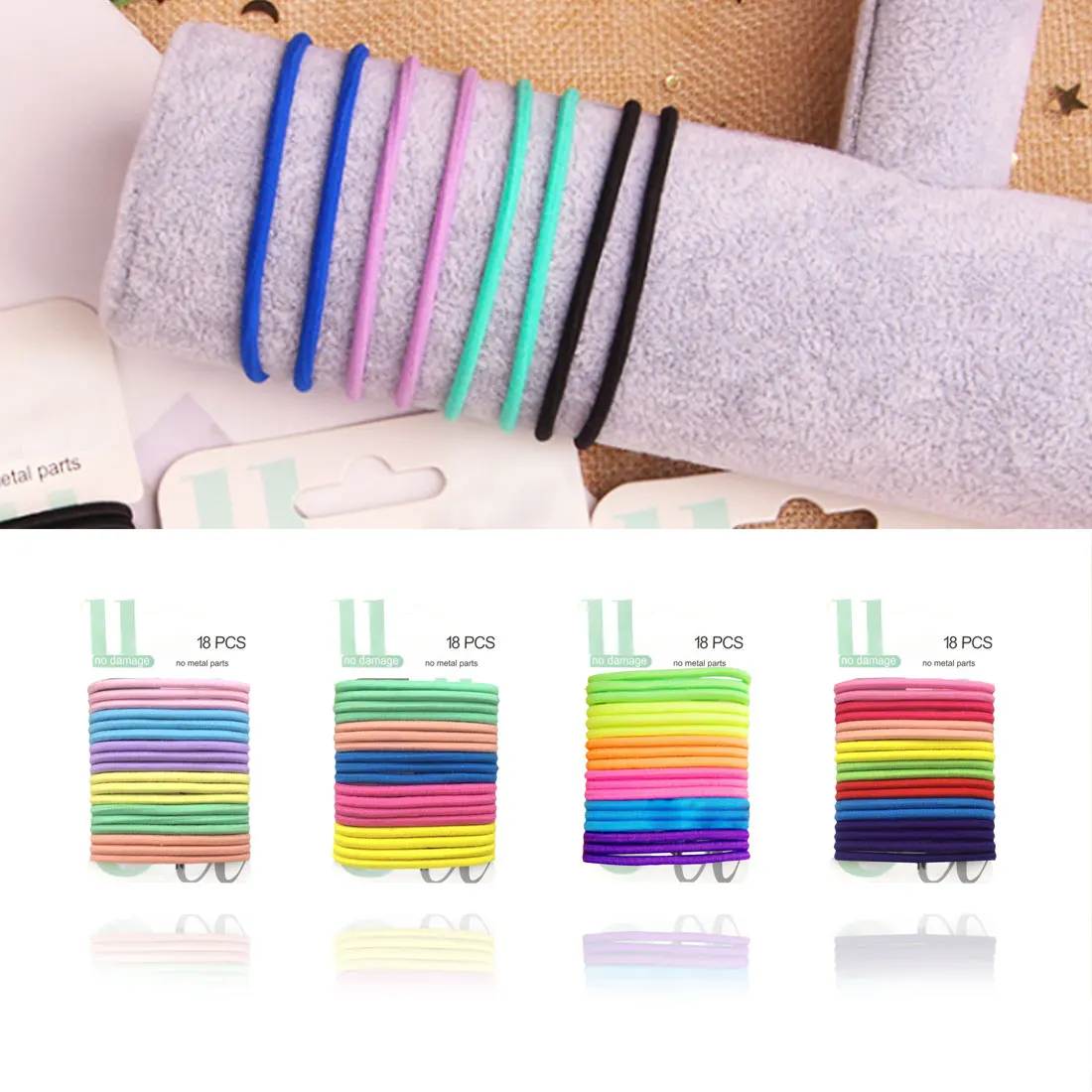 18 pieces Mini Hair Band Fashion Candy Color Rubber Ties Ring Elastic Hair Rope Ponytail Holder For Kids Hair Accessories