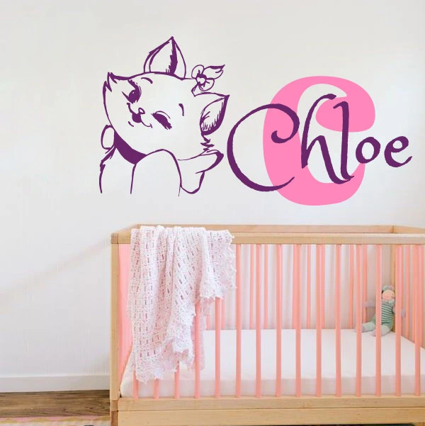 Decalcomanies En Vinyle De Chat Personnalise Avec Nom Monogramme De Chat Pour Chambre De Bebe Fille Fresques De Pepiniere Decoration De Maison Diy Bricolage W 46 Aliexpress
