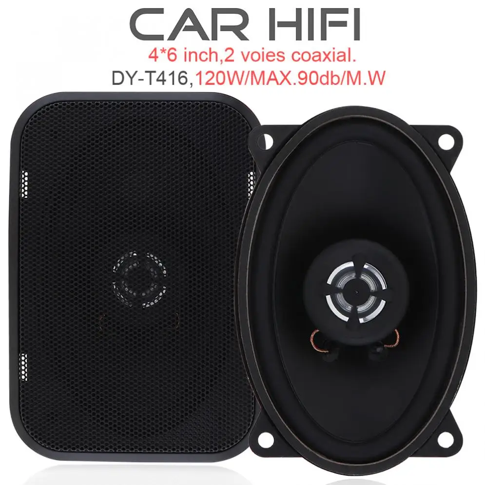 

2pcs 4*6 Inch 120W Car HiFi Coaxial Speaker Universal Vehicle Door Auto Audio Music Stereo Full Range Frequency Speakers