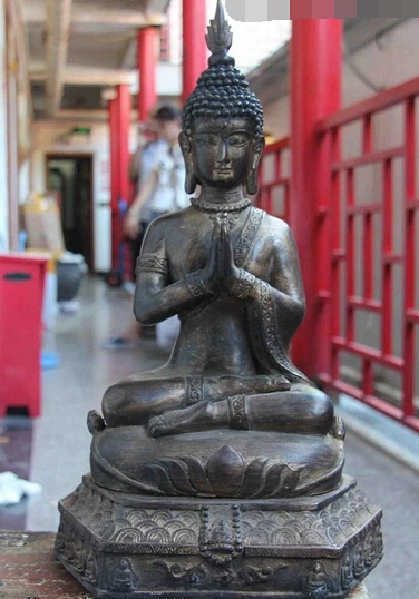 Free shipping 004272 Tibet Buddhism Temple Copper Bronze Thailand Sakyamuni Tathagata Buddha statue | Дом и сад