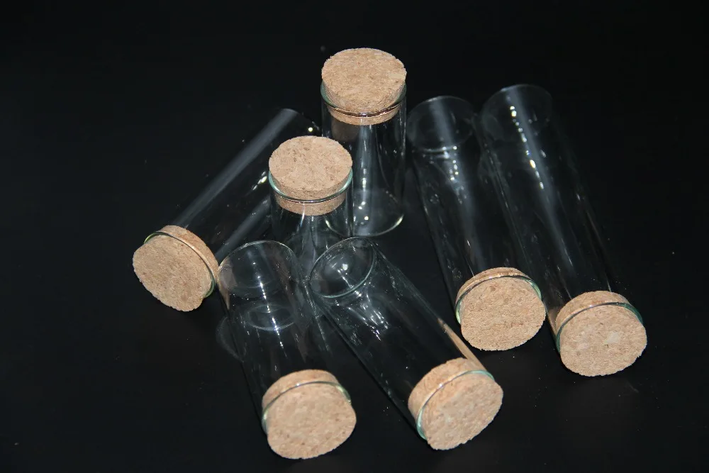 2pcs 15ml 25ml 30ml 35ml 40ml 50ml 60ml Clear Tube Glass Bottle Empty Jars Cork Stopper Vial Wedding Home DIY Wish Bottle Jars