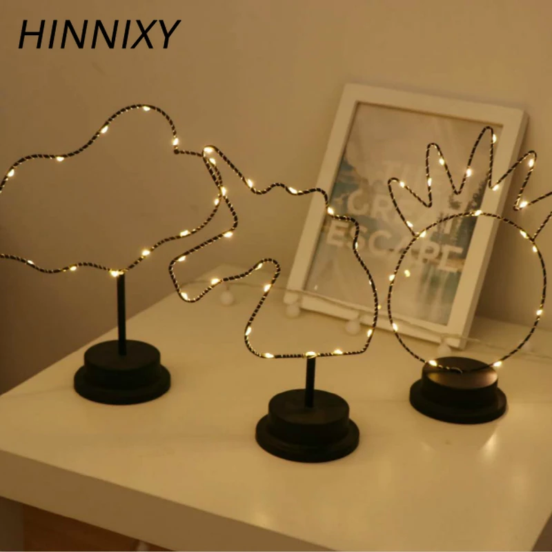 Hinnixy, настольная лампа для девочек, Umberlla, единорог, облако, ананас, фламинго, моделирование, ночные светильники, для спальни, вечерние, Декор, домашнее освещение