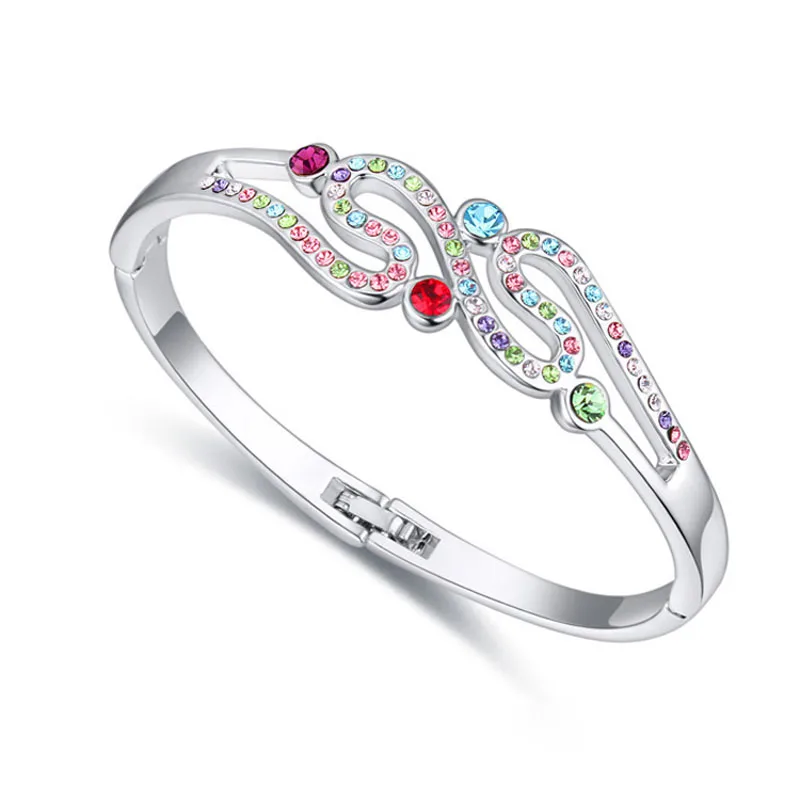 

Vintage Retro Jewelry Crystal Spiral Bangles Bracelet 2017 New Rhodium Plated Bangle Crystal from Austria Bijoux Women