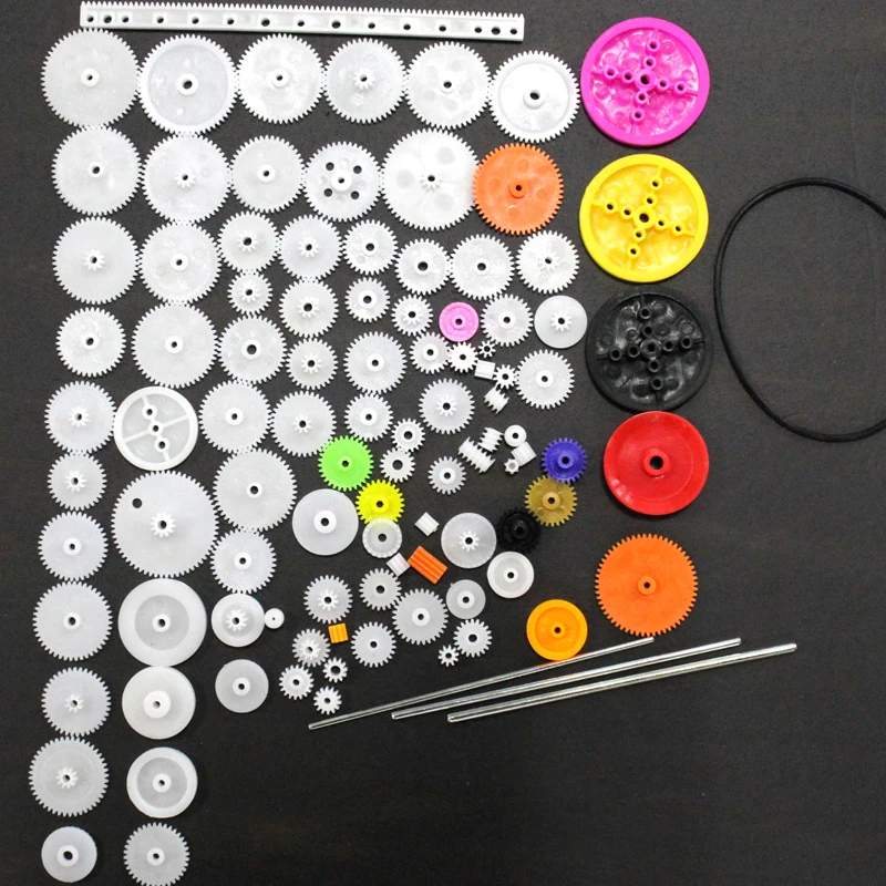 

JMT 106Pcs Plastic Motor Gear Rack Pulley Worm Single Double Gearbox for DIY Robot Toy Car Vehical Ferry Model 4WD