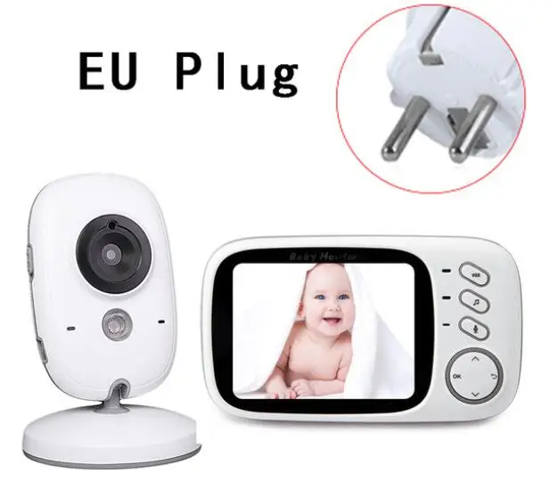 VB603 3,2 дюймов ЖК-монитор для младенца няня контроль температуры Колыбельная 2 способа Аудио ИК ночного видения безопасности температуры камеры - Цвет: CVB603-EU