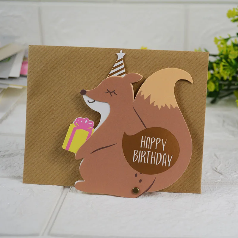  Creative cartoon card 2in1 surprise invitation card Greeting Card Love Romantic Birthday Wedding An - 32983265056