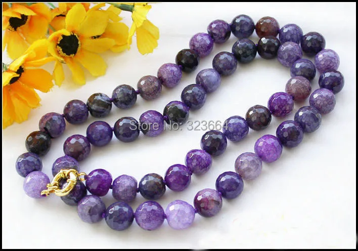 

Charming Natural 33" 14mm purple Facet round bead necklace