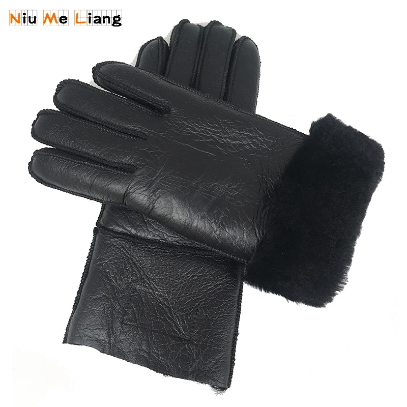 Russian 2018 Winter Women's Gloves 100% Real Leather Sheepskin Gloves Hot Warm Stylish Full Finger Ladies Gloves Mittens N19