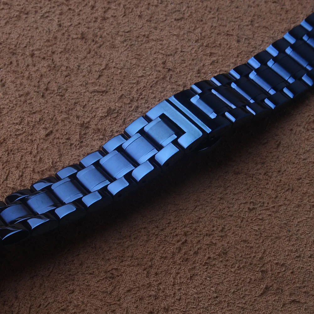 

Genuine Watchbands straight ends for quartz watches men accessories blue stainless steel folding buckle deployment 20mm 22mm new
