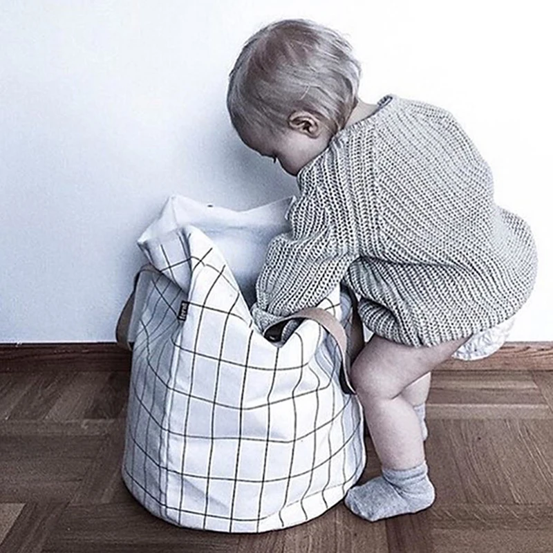 

Canvas Laundry Basket For Kids Toys Organizer Bag Children Clothes Foldable Storage Box Waterproof Home Underwear Container Case