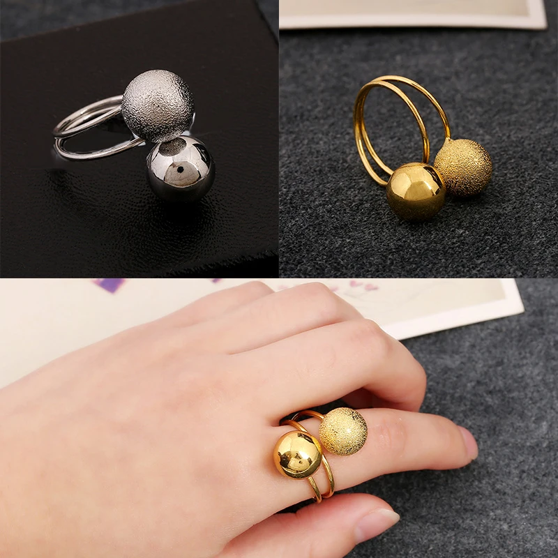 

Double Ball Resin Peas Ring Anillos Bague Jewelry Simple Personality Punk Ring Retail&Wholesale For Women Free Shipping