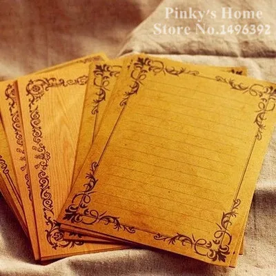 

(6 lots/packs) European Style Vintage Letter Paper Lace Vine Sobre Kraft Letter Writing Paper Stationery Letter Paper