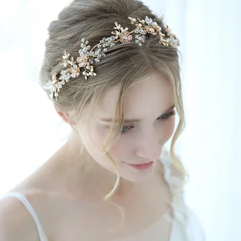 

Trendy Crystal Tiara Gold Hair Ornaments Wedding Hair Accessories tiara Bridal Headband Jewelry Girl's Headdress Hair Jewelery