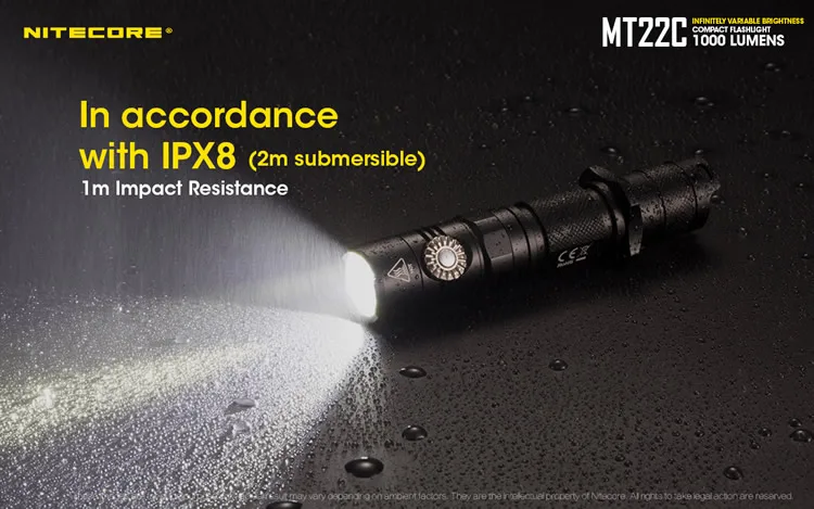 NITECORE многозадачной MT22C Тактический поворотный переключатель 1000 люмен светодиодный фонарик поиск спасения Портативный литья под давлением факел