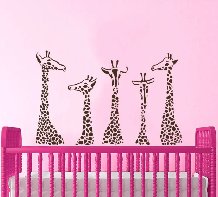 Cute Designed Giraffes Patterned Art Wall Decals For Home Nursery