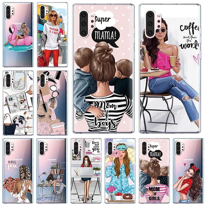 

Fundas For Samsung Galaxy Note 10 Pro Covers Fashion Super Mom Baby Dad Girl Family Coque For Samsung Galaxy Note 9 8 5 4 3 Case