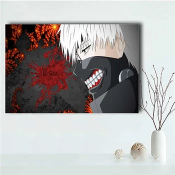 

Home Decor Canvas Painting 1 Pieces black and white Tokyo Ghoul Pictures Animation Wall Art Prints Modular Poster Living Room