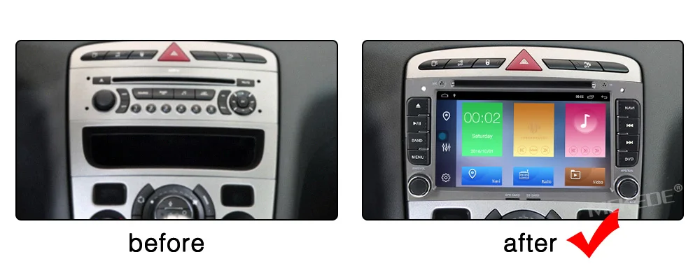 Best MEKEDE 2 din car dvd player Android 9.1 autoradio multimedia player for PEUGEOT 308 2007-2013,408 2011-2014 with gps navigation 5