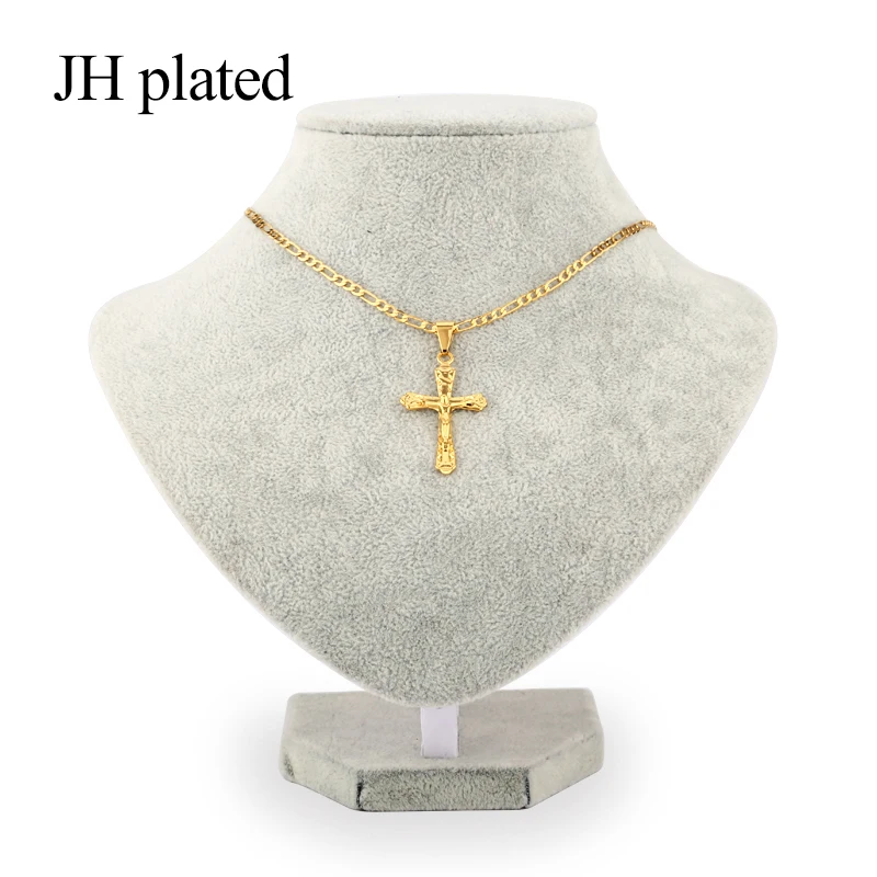 JHplated 2019 New Fashion Gold Color Long45 60cm crucifix Jesus Religious Necklaces Pendant Women/Men Christian Cross style Jews | Украшения
