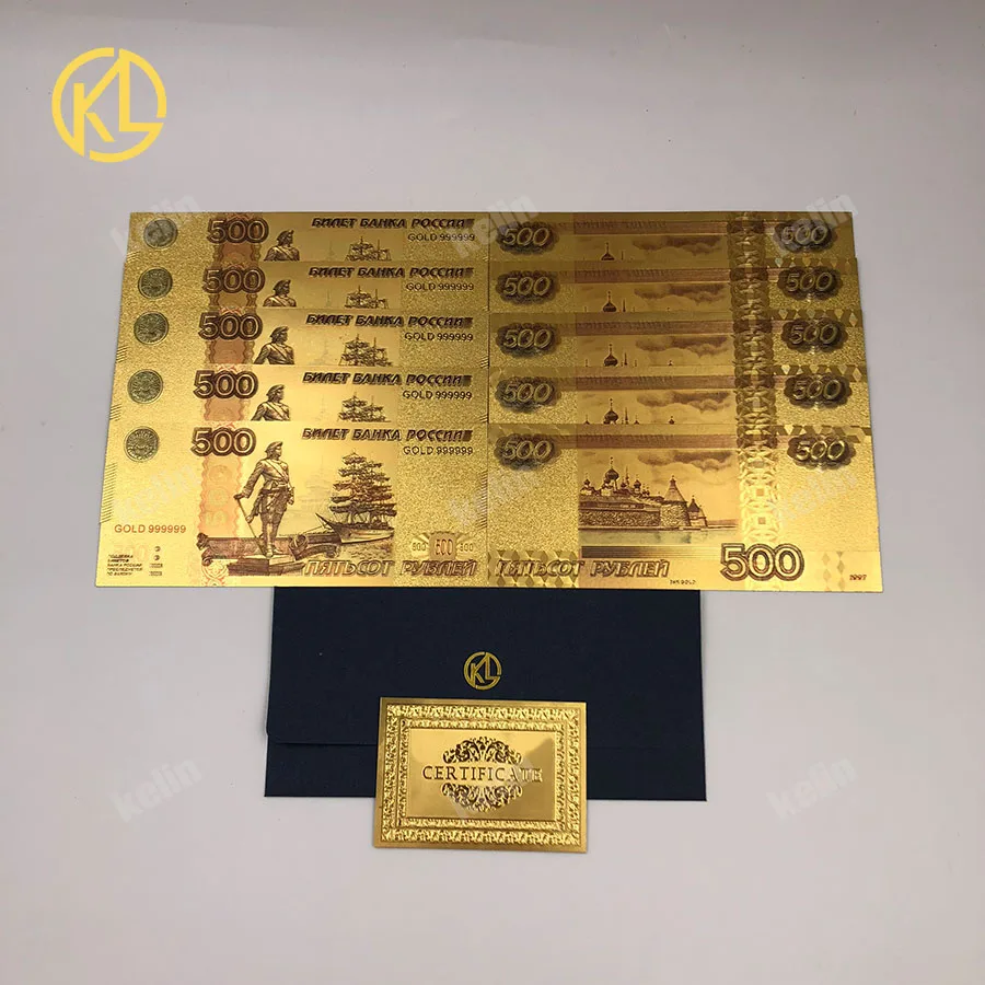 10 шт./лот цветные банкноты из золотой фольги Nikolayevich муравьев Большая Российская банкнота 5000 рубль для новогодних подарков