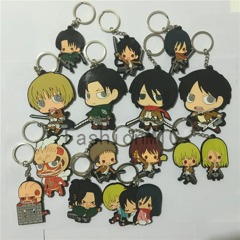 Attack on Titan Eren Mikasa Armin Anime Pendant Keychain Kryrings Men/'s Key Ring