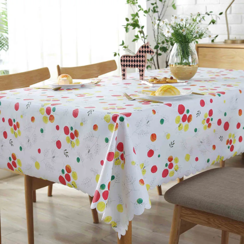 

Pastoral Tablecloths Cherry Oilproof Table Cloth Dustproof PVC Tablecloth Background Cloth Home Decor Manteles Toalha De Mesa