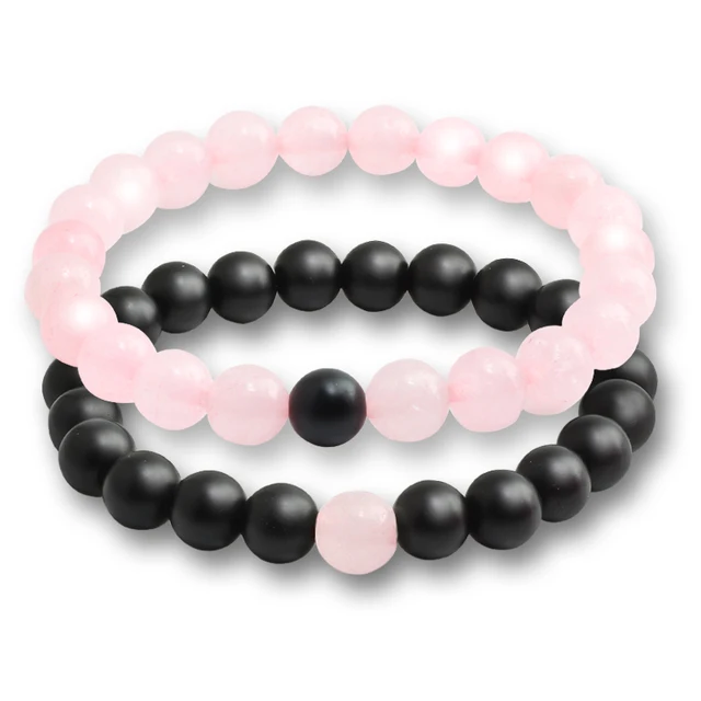 Juego de 2 pulseras con cuentas Yin Yang para hombre y mujer, de piedra de Lava Natural blanca y negra, brazaletes de Yoga de distancia para parejas, amor Juego de 2 pulseras con cuentas Yin Yang para hombre y mujer, de piedra de Lava Natural blanca y negra, brazaletes de Yoga de distancia para parejas, amor