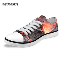Instantarts Классический Низкий Топ вулканизируют Обувь Для мужчин плоской подошве Кружево на шнуровке парусиновая обувь Прохладный 3D вулканических пород принт Для мужчин дышащая спортивная обувь