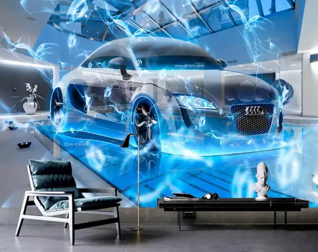 US $24.00 European Fashion Wall Murals Sports car Nonwoven Wallpaper Home Decor
