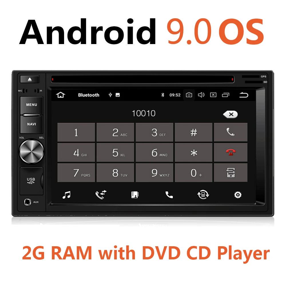 

Universal 6.2" Android 9.0 2Din Car Radio 2G RAM Autoradio DVD CD MP5 Video Player GPS Stereo 4G WiFi 2 Double Din Usb 45