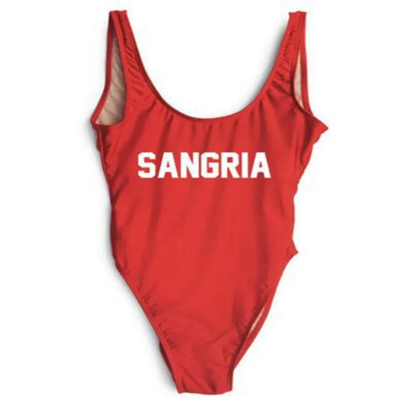 SANGRIA Funny letter Backless Swimwear Women Bodysuit One Piece