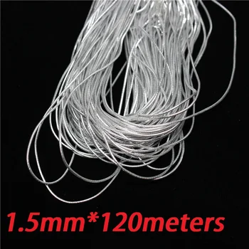 

1.5mm silver elastic bungee string cord round twisted string rope 120 meters/roll DIY cords for jewelery finding