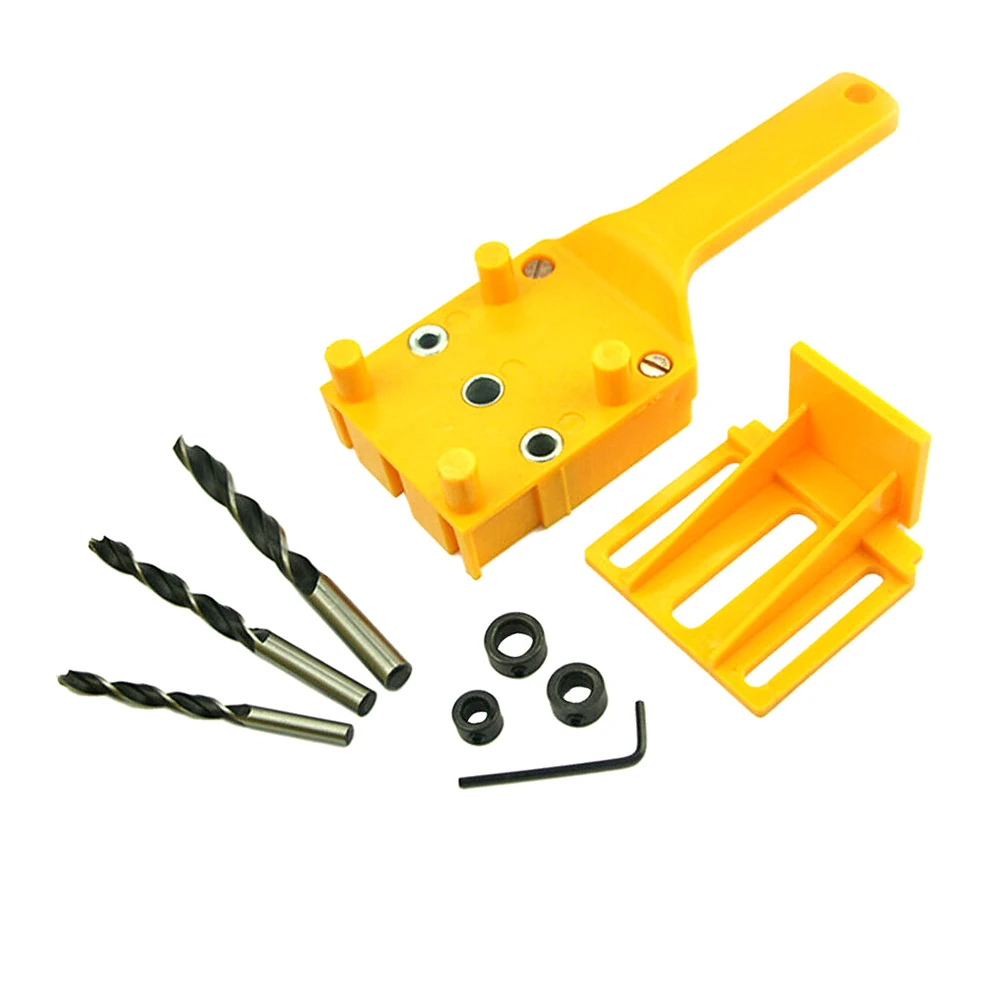 

Woodworking Dowel Jig Plastic Pocket Hole Jig 6mm 8mm 10mm Bit Guide Tool for Carpentry 66CY