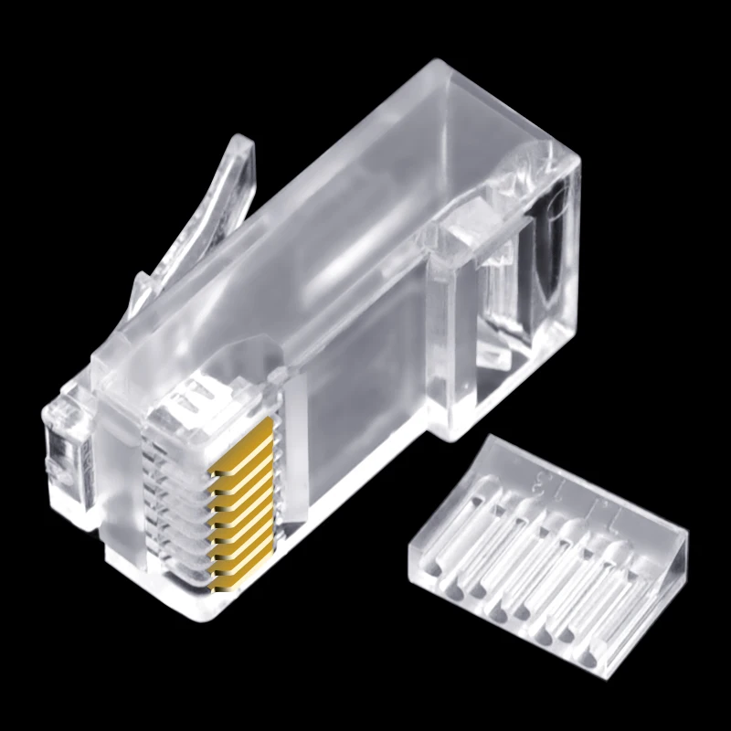 cncob Cat6 two-piece, rj45 network connector RJ-45 network cable modular plug thousand M Ethernet 8p8c crystal head gold-plated