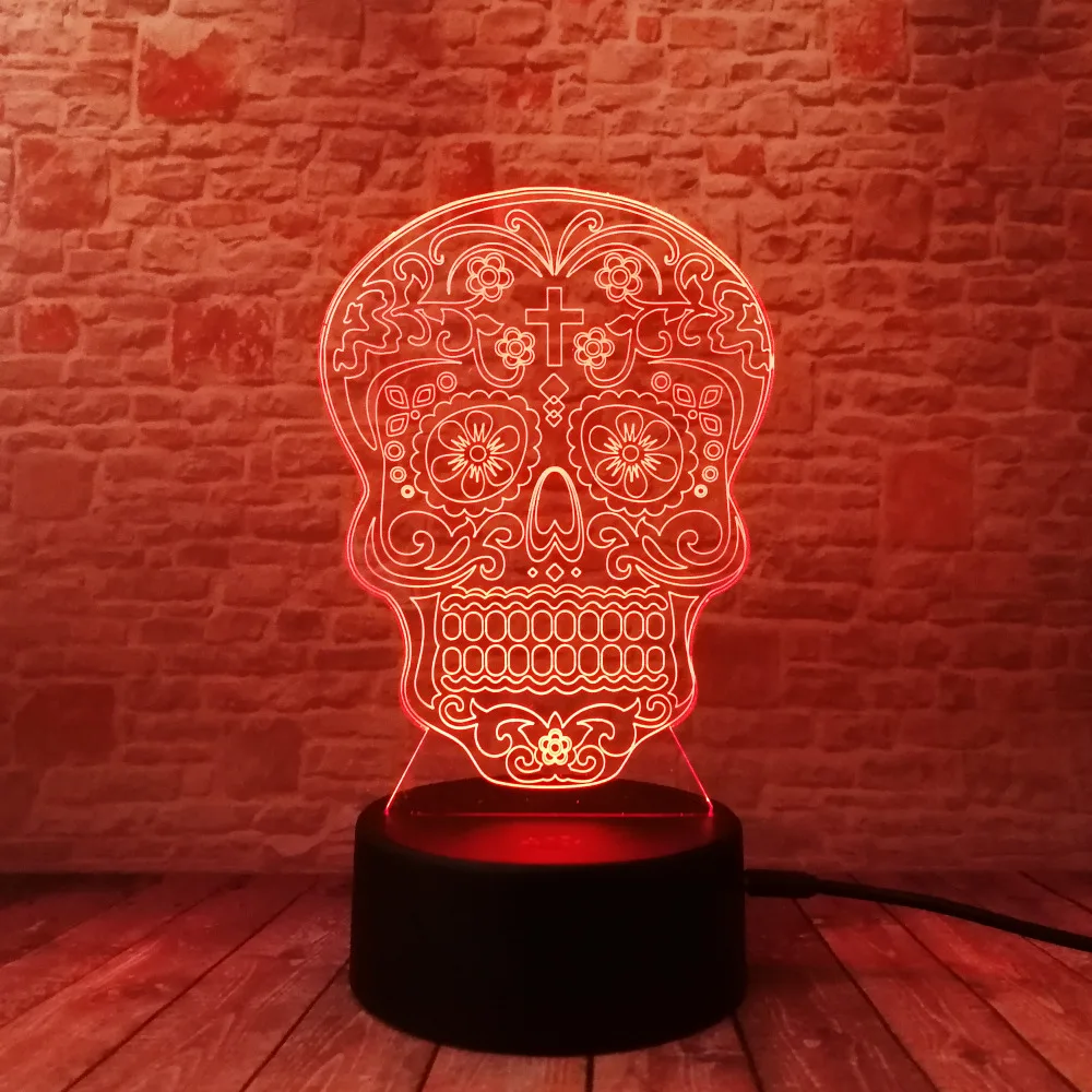 Религиозный Скелетон 3d голограмма с цветком перекрестное изображение Bulbing