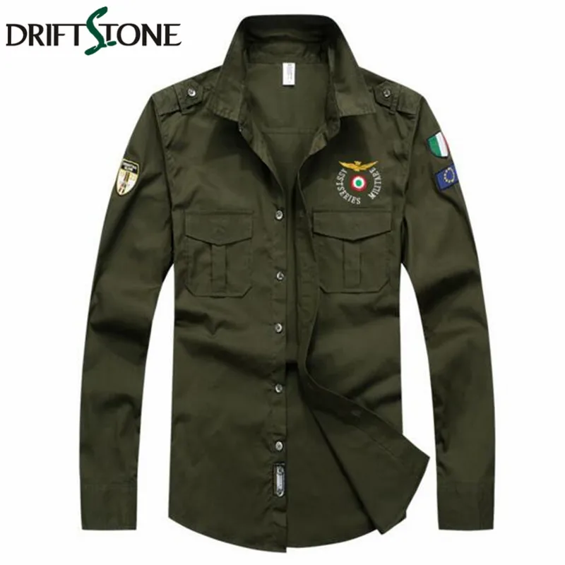 New Casual Mens Military Shirts Long Sleeve Fashion Autumn Spring Men ...