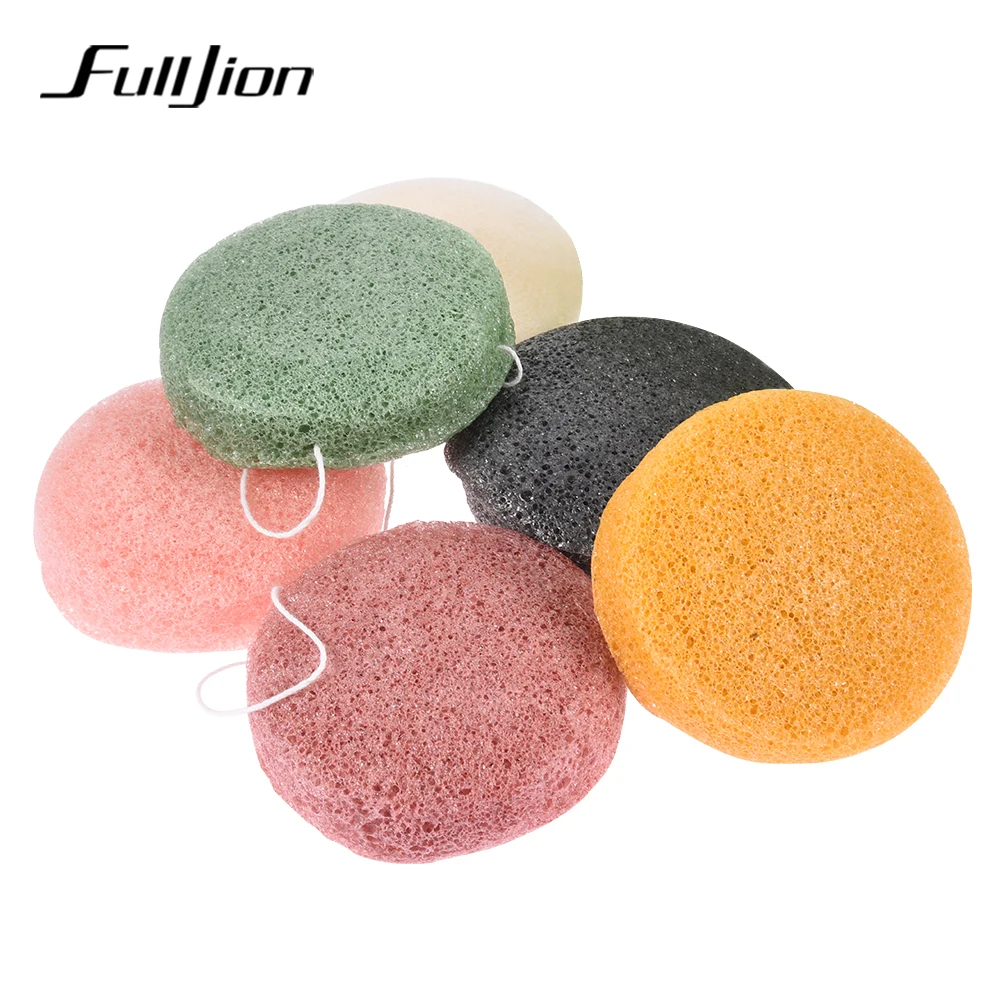 Круглая губка Fulljion Konjac косметическая для очистки лица натуральный спонж Конняку