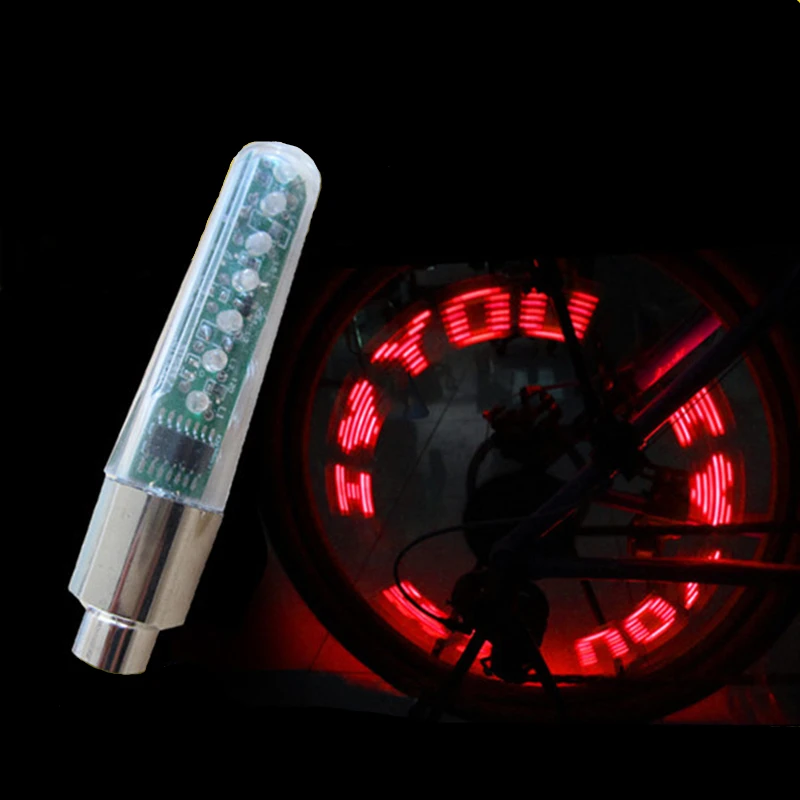 

Double-side Bicycle Wheel Spoke LED Lights Lamps Cycle Tyre Tire Wheel Valve 7 LED Flash Light With Super Bright Letter LED